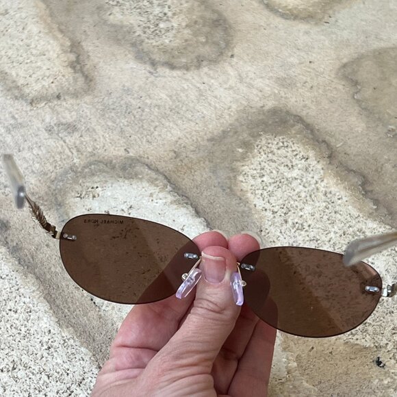 Michael Kors sunglasses brown mirror gold rimless Mk1151 Manchester Oval NWT NEW - Picture 5 of 13